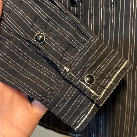 Black Striped Button-Up Shirt - Picture 4 of 6